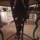 Wrought iron and marble coffee table