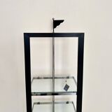 Italian Postmodern Chrome, Black Wood and Glass Shelf by Ponti Terenghi, 1980s