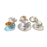 6 coffee cups assorted their subcup