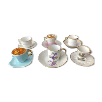 6 coffee cups assorted their subcup