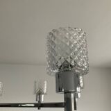 Vintage Italian chandelier from the 60s in chromed metal and glass