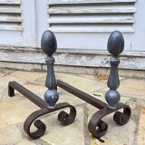 Pair of vintage geometric fire dogs