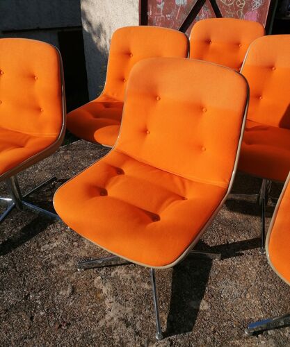 Lot de 6 fauteuils vintage de bureau Steelcase Strafor de Randall Buck.