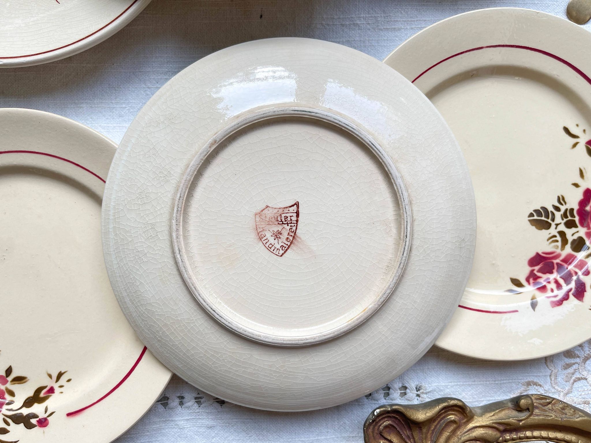 6 Petites assiettes vintage dépareillées fleuries - BADONVILLIER STEULER