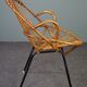Dark rattan armchair with armrests Dutch Design 1960
