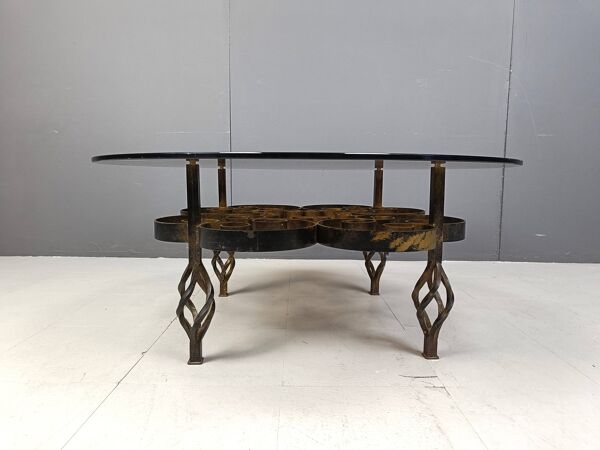 Table basse brutaliste en fer forgé des années 1970