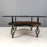 Table basse brutaliste en fer forgé des années 1970