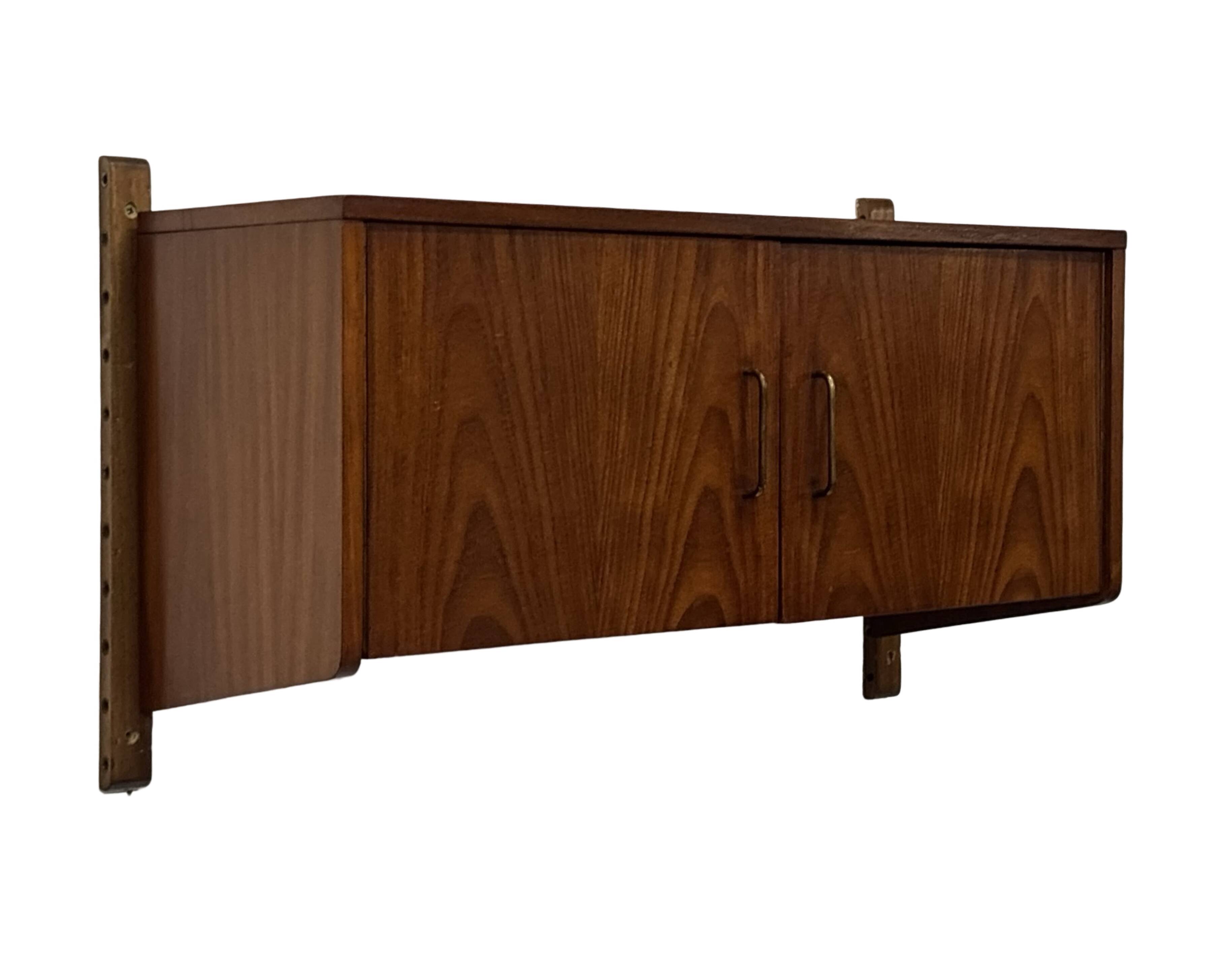 Vintage wall cabinet compact wall system 1960s teak veneer