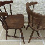 4 solid wood western-style "smoker's chairs" made of oak