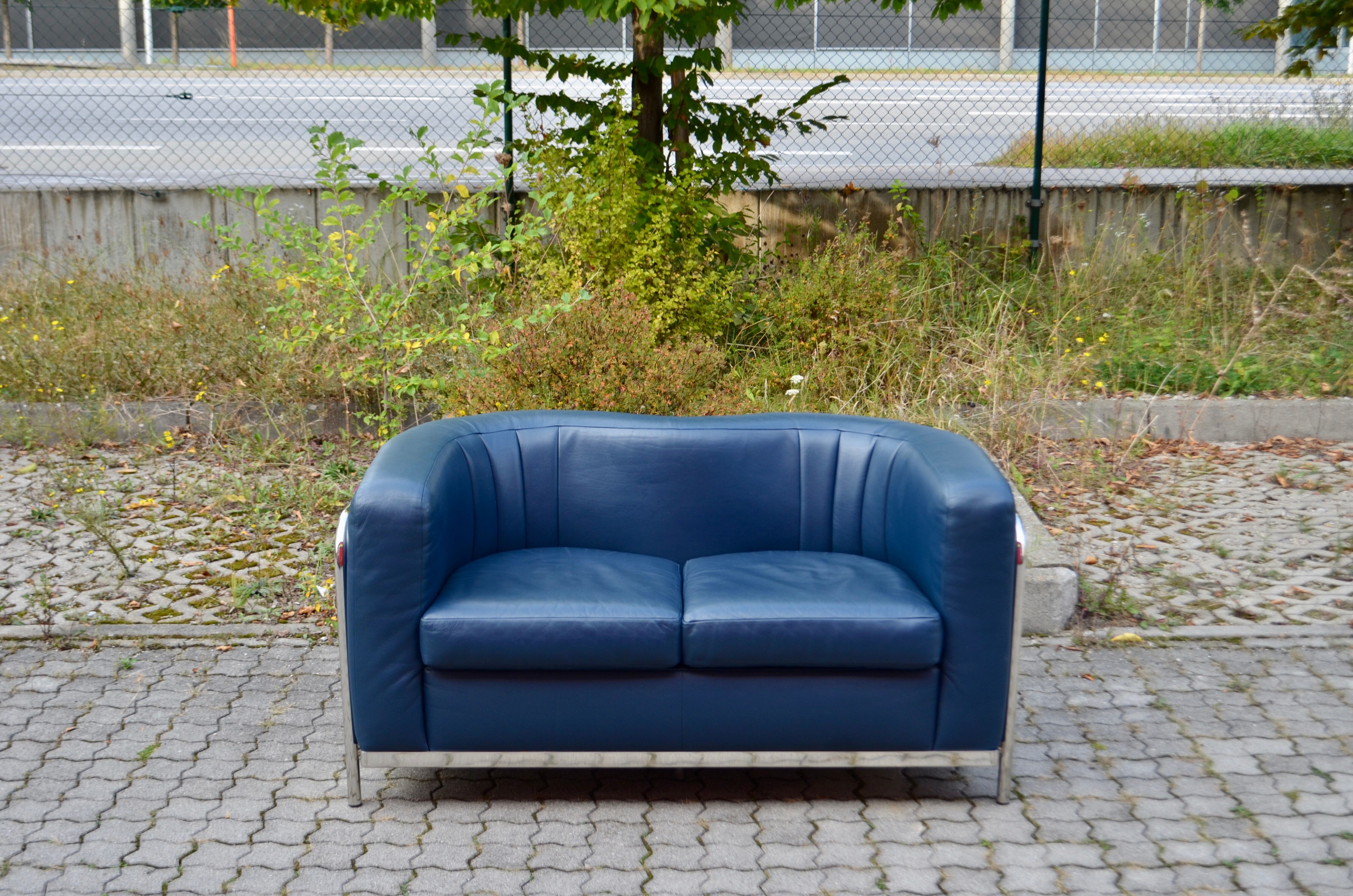 Zanotta Onda set Sofa & 2 Chairs blue leather