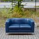 Ensemble canapé & 2 fauteuils en cuir bleu Zanotta Onda