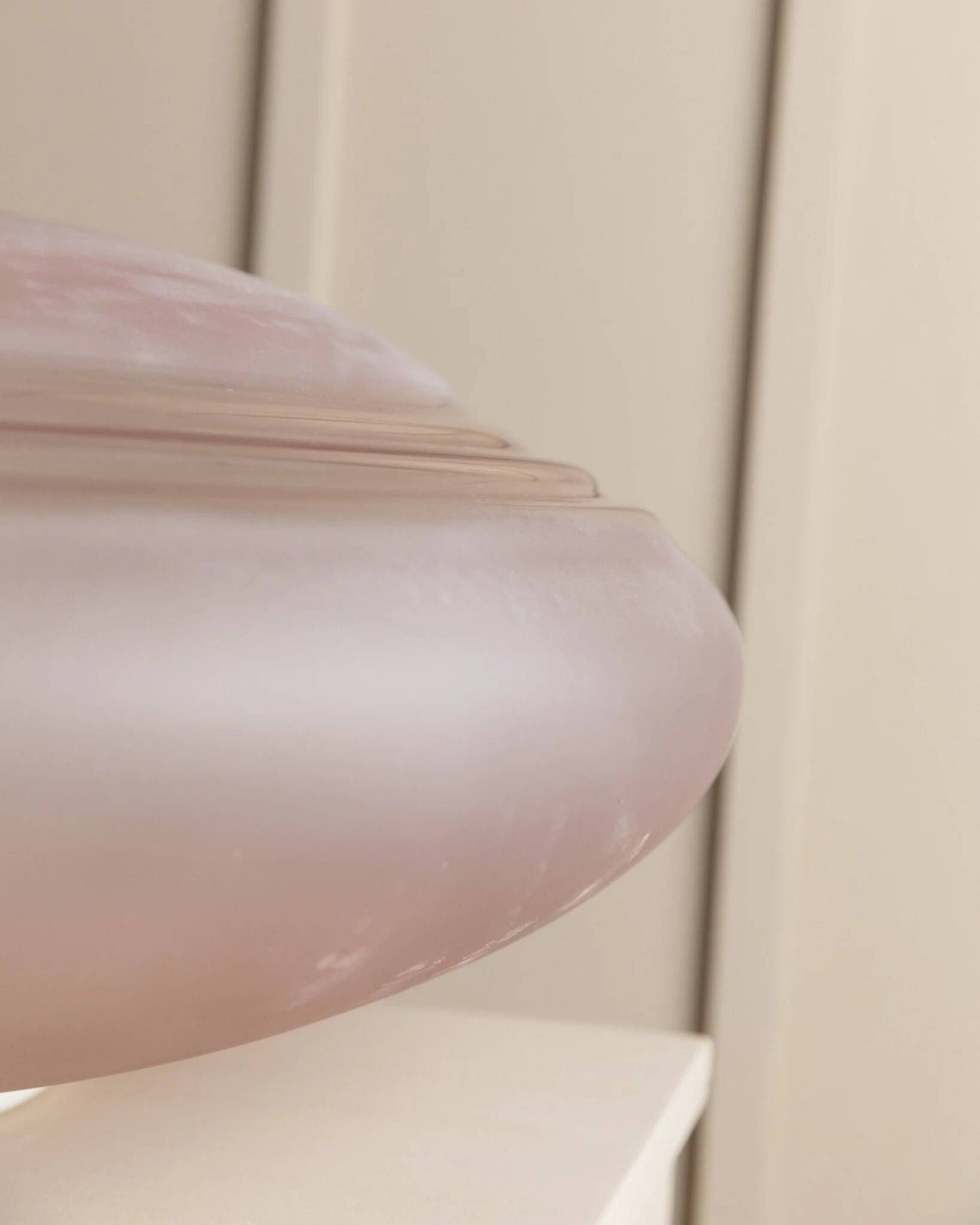 XXL pink Murano glass table lamp with white metal base, postmodern Memphis style, Italian 1980s