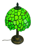 Vintage Tiffany Inspiration Lamp and Green Shade | Green Foliage Shade