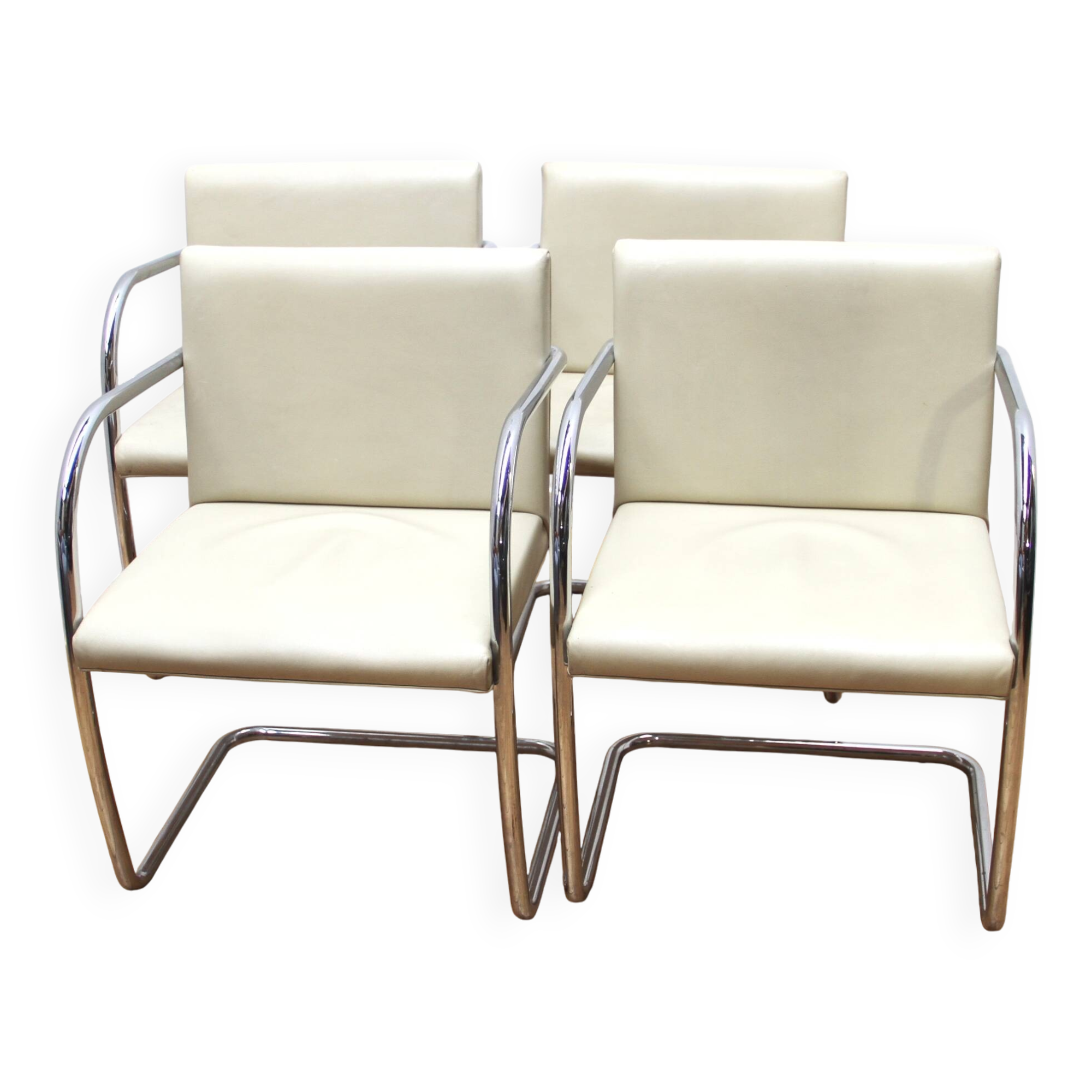 Set of 4 tubular design armchairs, Italy