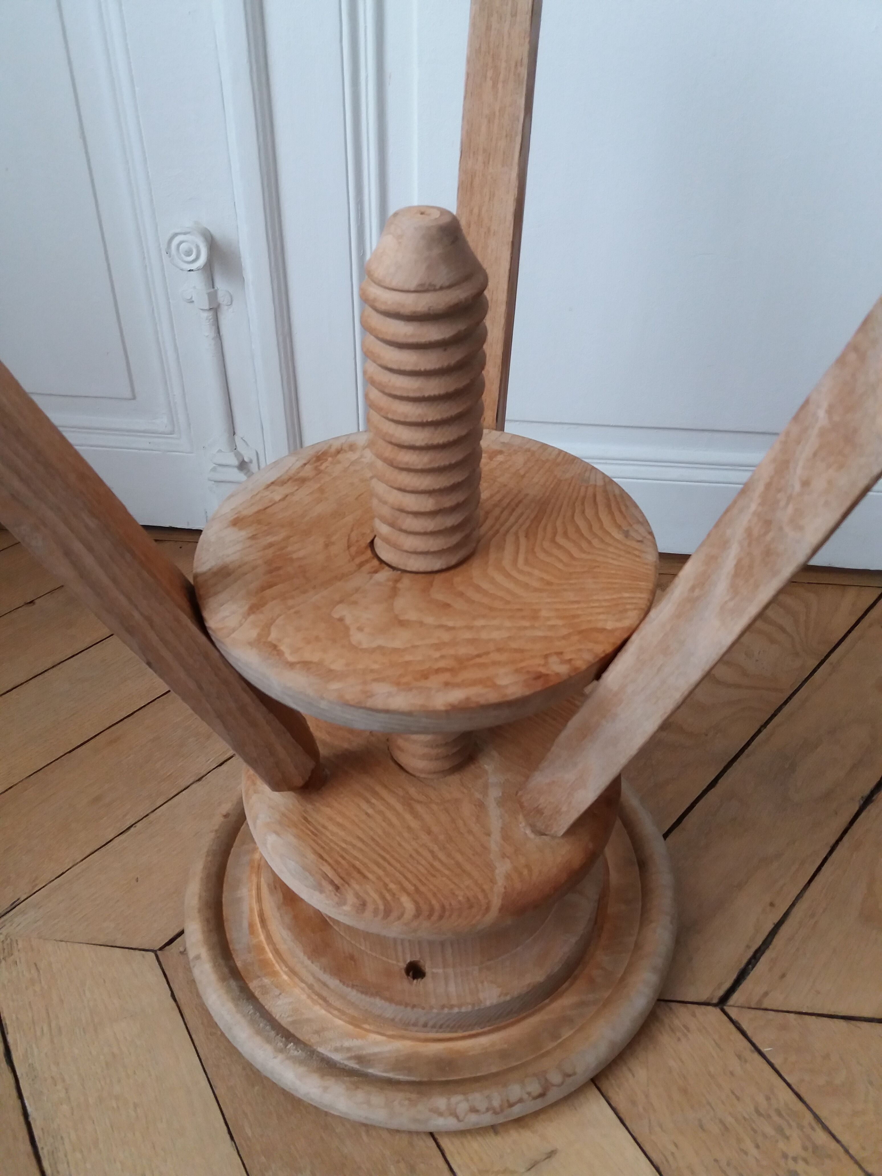 Old adjustable architect's stool in solid wood