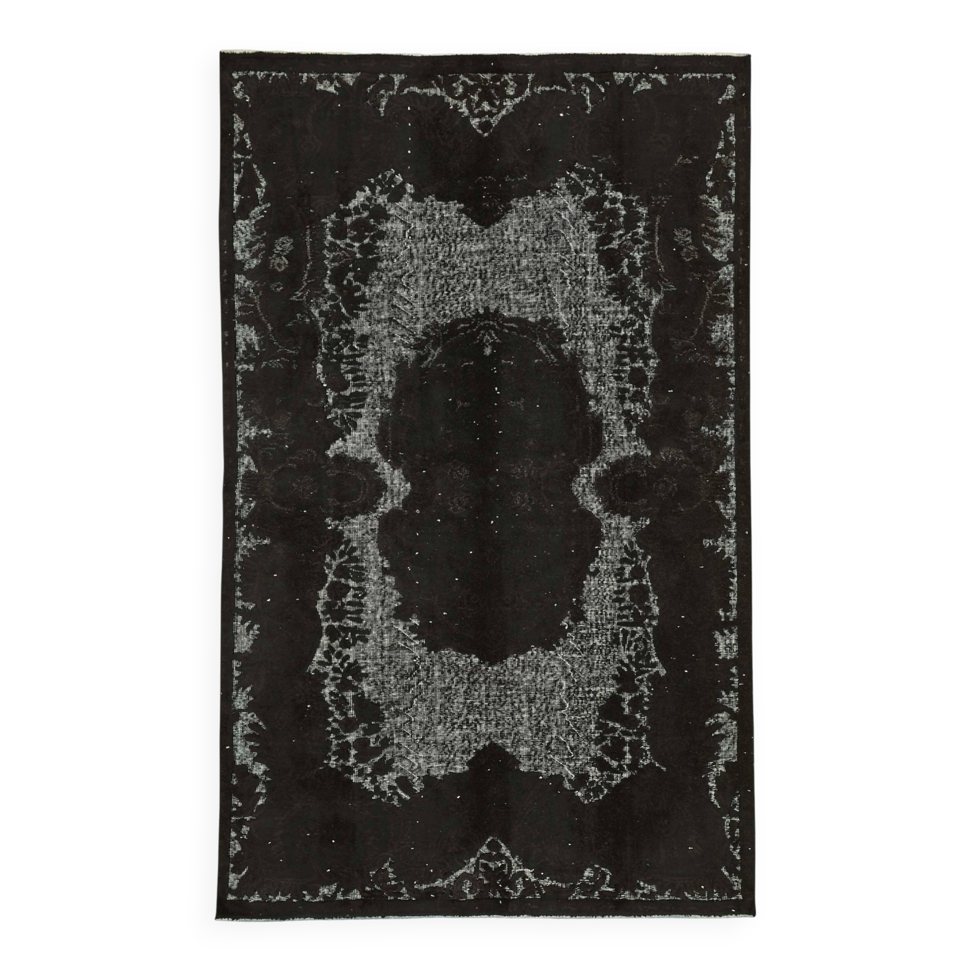 Overdyed Wool Vintage Handmade Carved Rug 169 cm x 288 cm