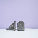 vintage Art Deco set of pink grey marble book stands