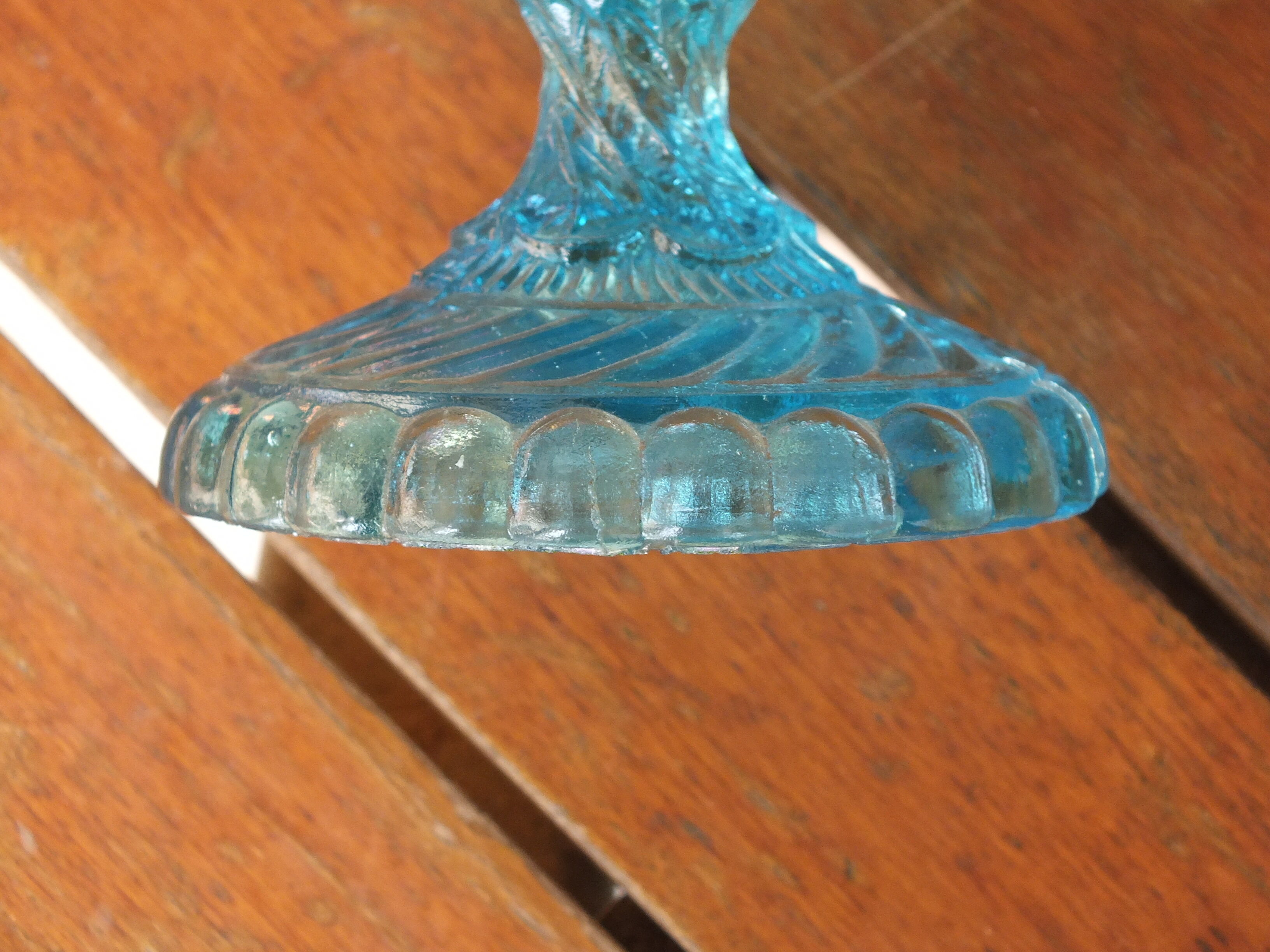Blue molded glass display cup - Geoge Sand, 19th