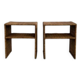 Wicker Bedside Tables, 1960s-70s, Set of 2