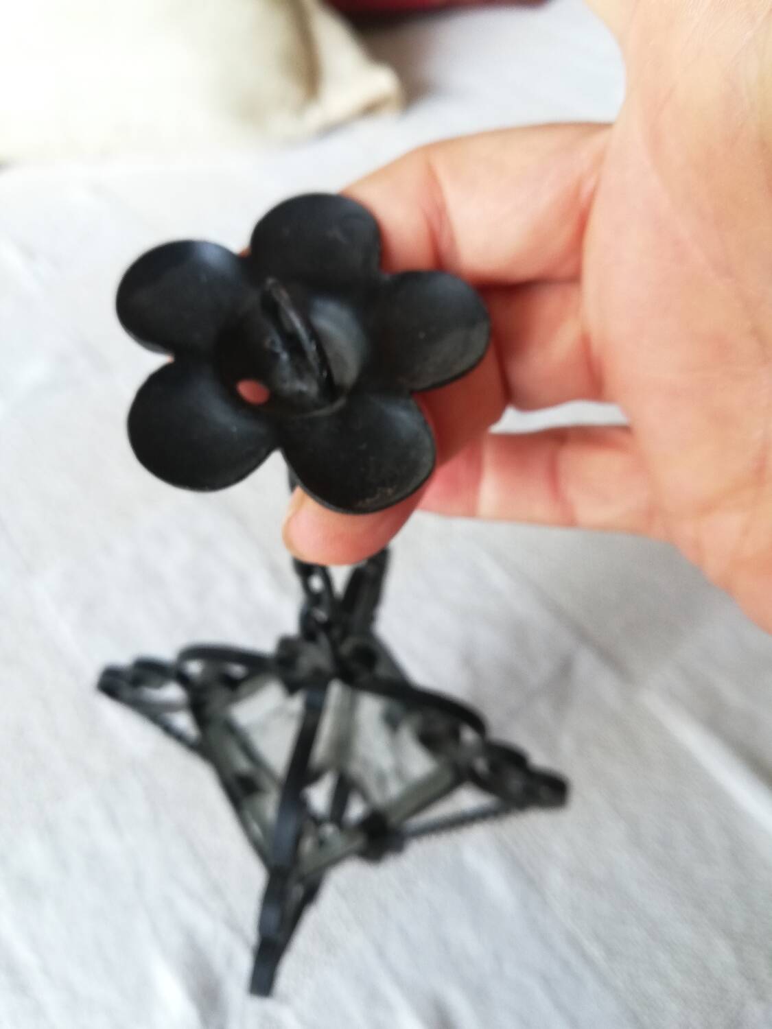 Small vintage wrought iron and glass lantern for dollhouse