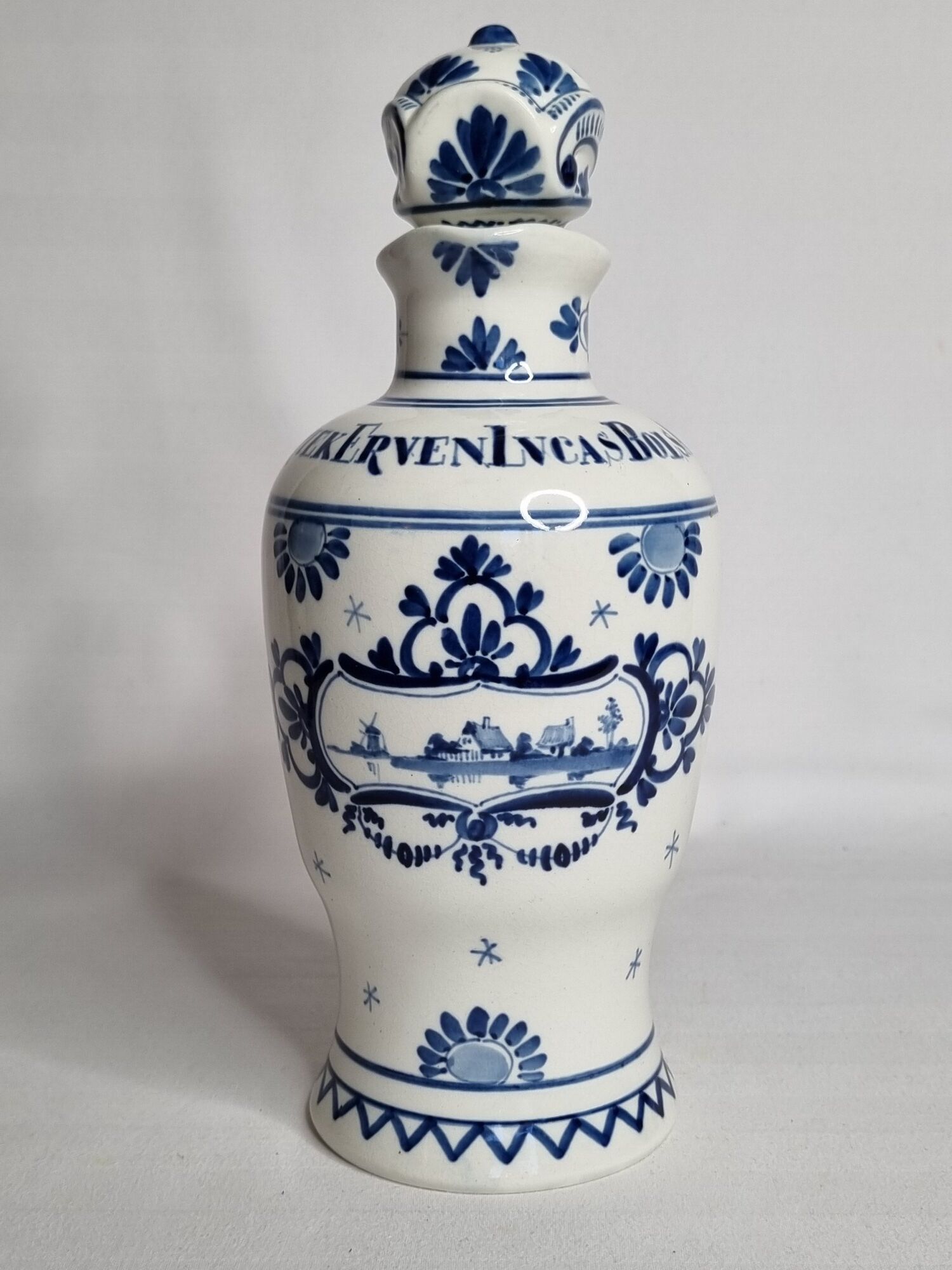 Delft ceramic bottle, Erven Lucas Bols, Amsterdam