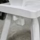 Pair of tripod chairs, gouged seats. Brutalist, circa 1960. Painted wood.