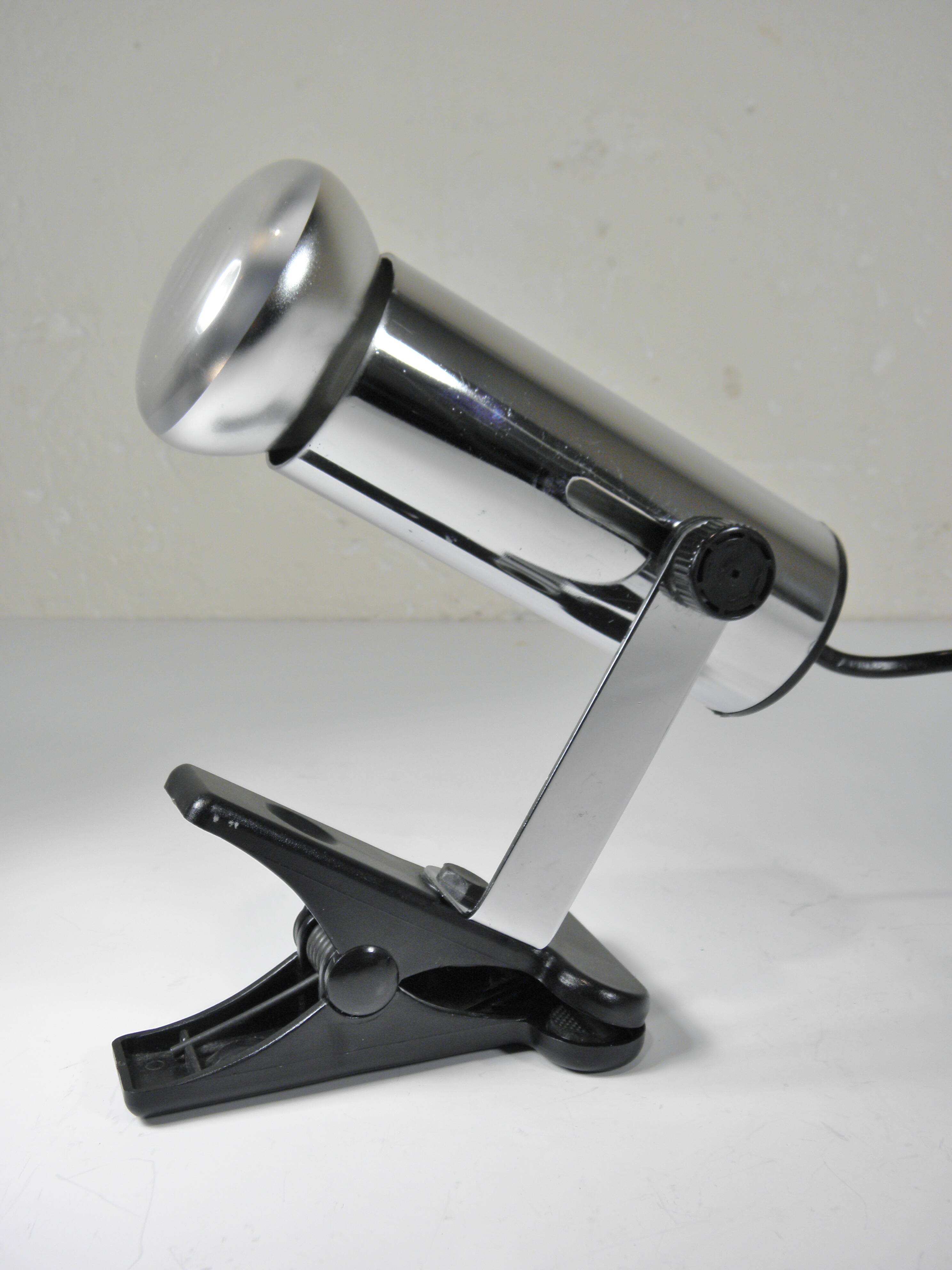 1980s Chrome Metal Clip-On Spotlight