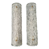 Pair of vintage frosted glass wall lights 1950