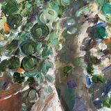 Grand paysage abstrait, peinture à l'huile signée Per Olof Netterblad, 1976
