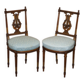 Paire de Chaises d'Appoint Sculptées en Bois Doré