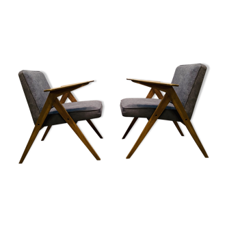 Pair of Bunny J minimalist armchairs