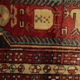 Red & Mustard Vintage Lankaran Geometric Wool Runner Rug 304 x 115 cm