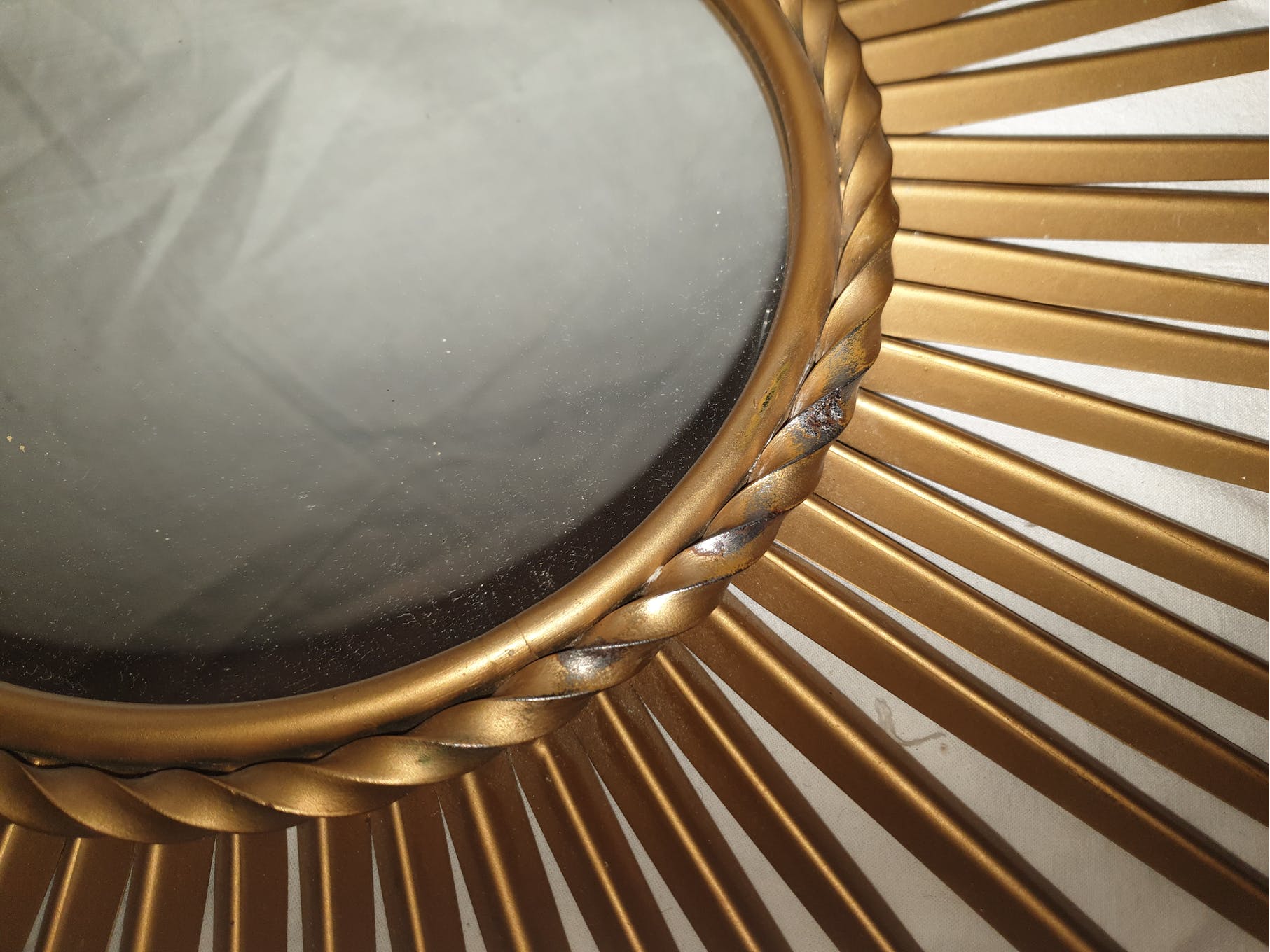 Chaty Vallauris sun mirror in gilded metal of 71 cm signed 50's / 60's