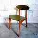 Vintage chair 50s 60s in wood and green skai