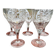 Set of five cut crystal wine glasses