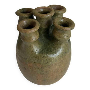 Vase with five necks in glazed stoneware