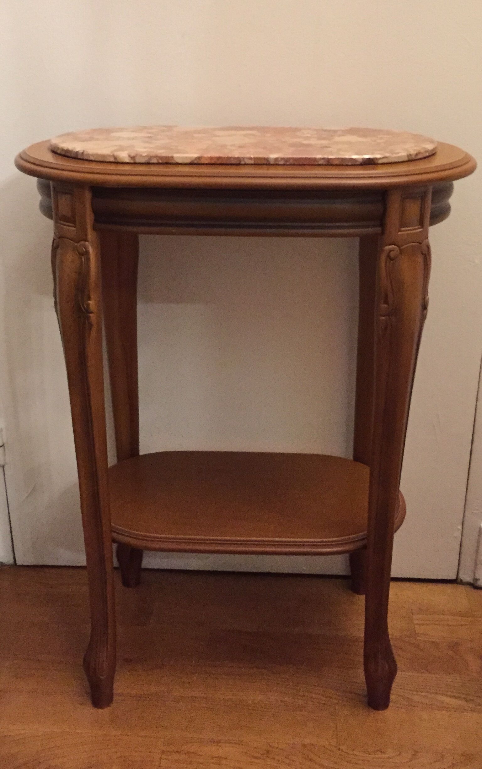 Wooden selet on marble