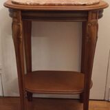 Wooden selet on marble