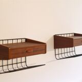 Pair of Scandinavian hanging bedside tables 1960
