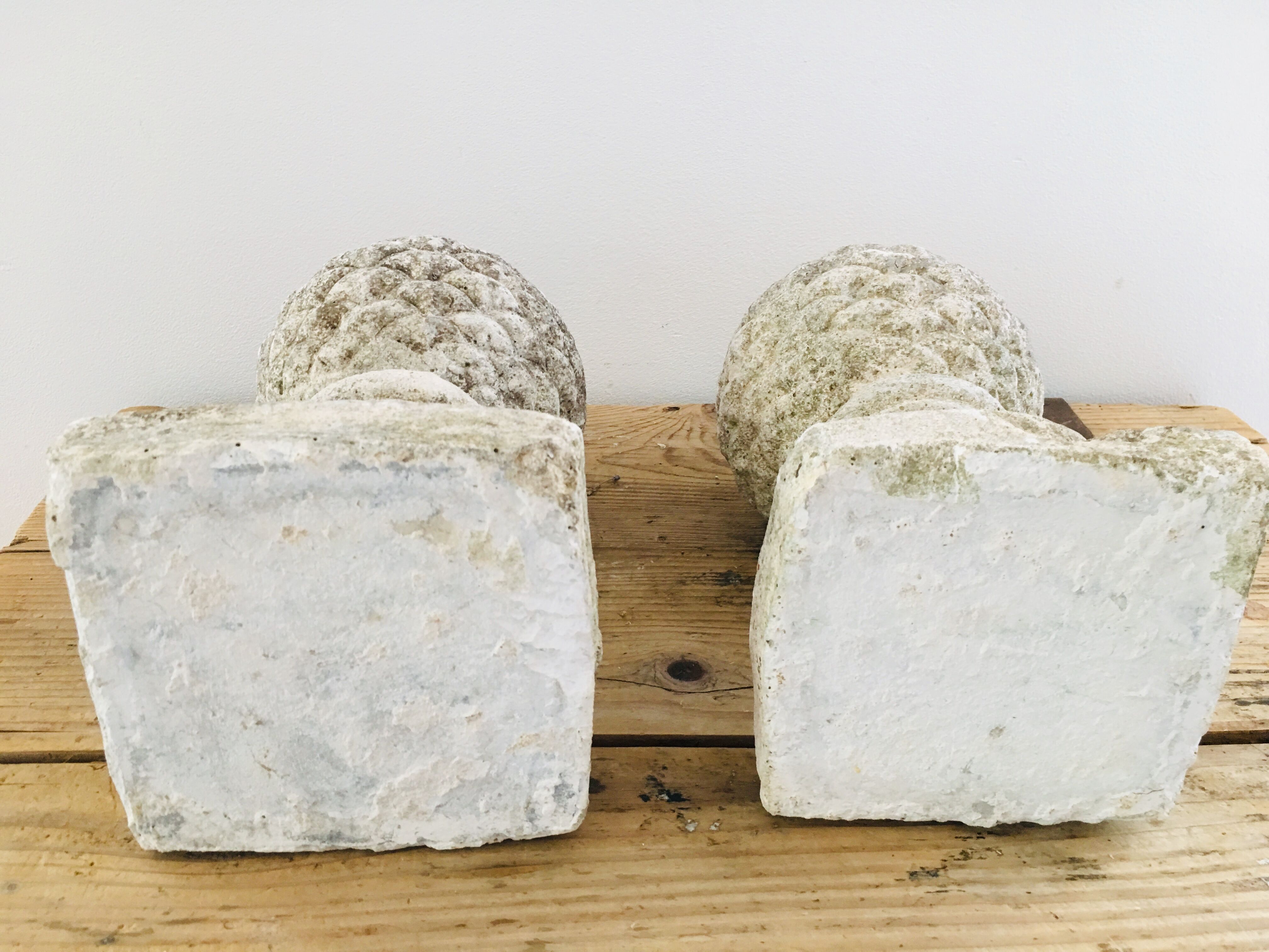 Pair of stone pine cones