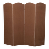 4 parts Brown Linen Fabric Room Divider 1970s Holland