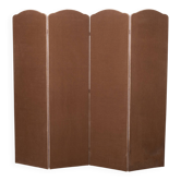 4 parts Brown Linen Fabric Room Divider 1970s Holland