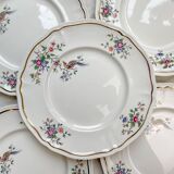 5 Vintage Longchamp Chantilly Porcelain Dinner Plates - Bird Motif
