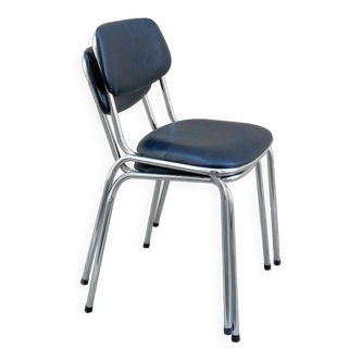 Paire de chaises en skai et chrome de marque Civic