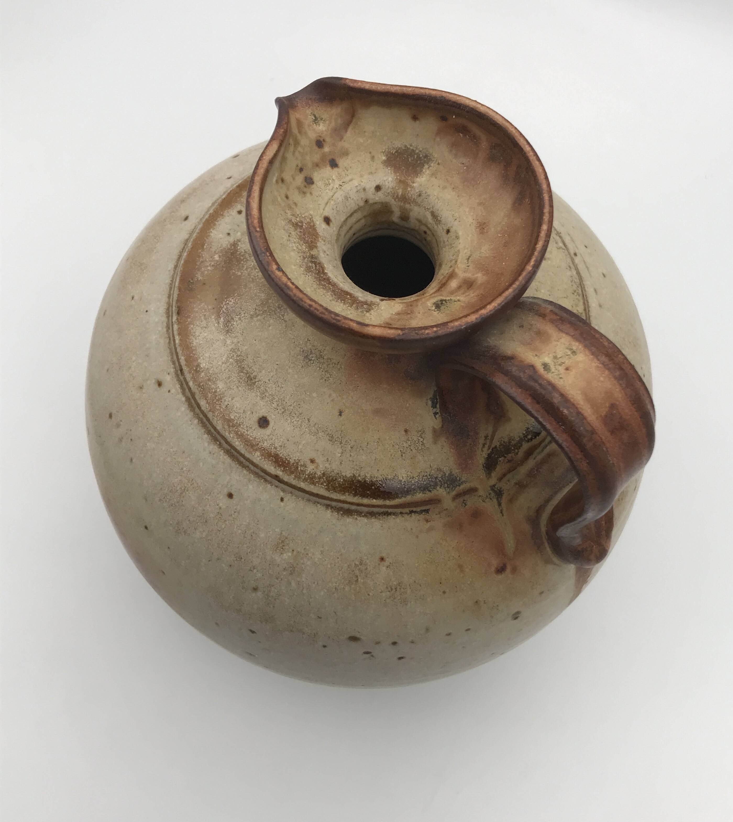 Pyrite stoneware ball pitcher signed Jean-Pierre Prudhomme