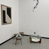 Hugues Poignant coffee table in marble and glass