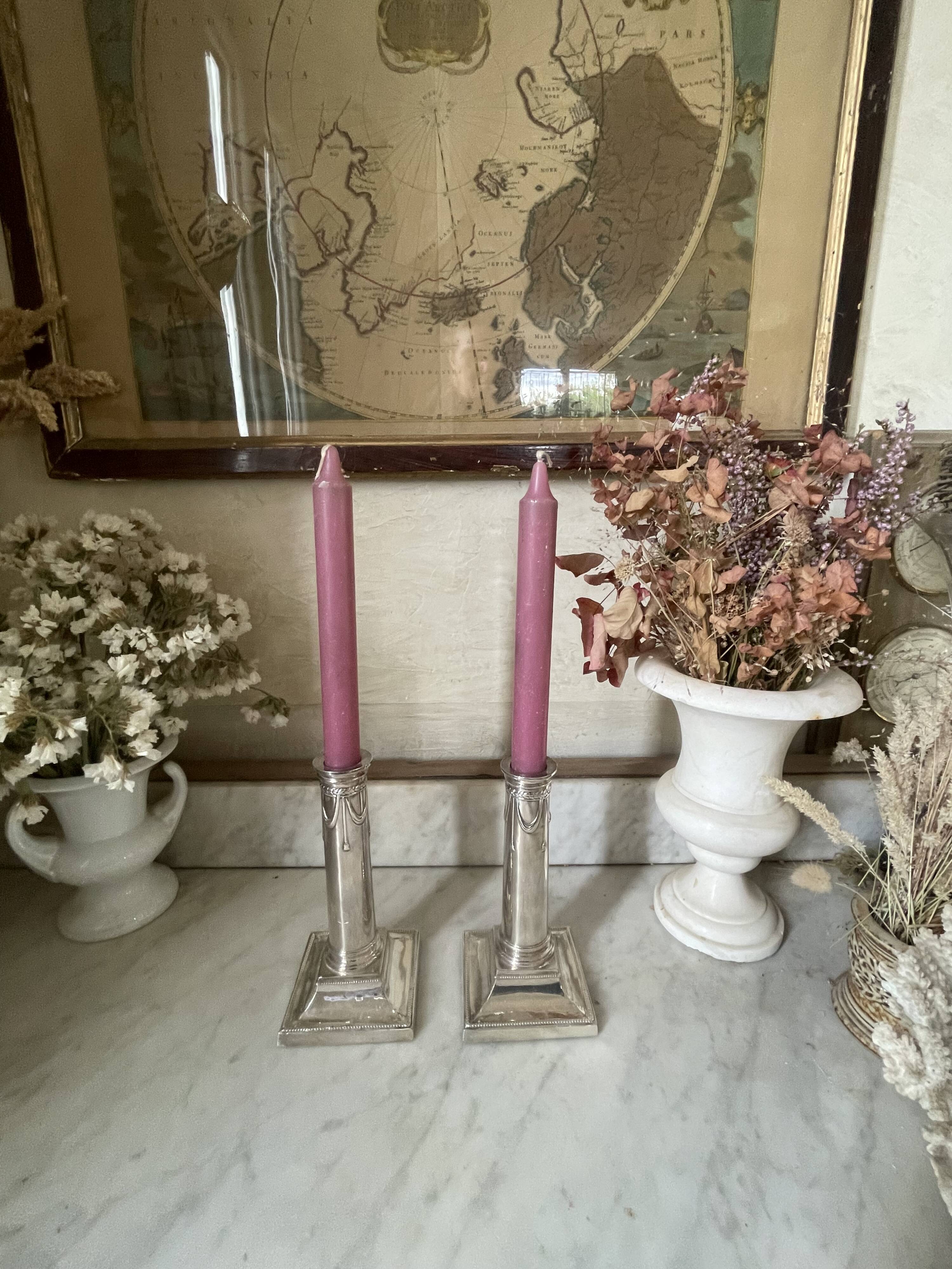 pair of Victorian style silver-plated candlesticks
