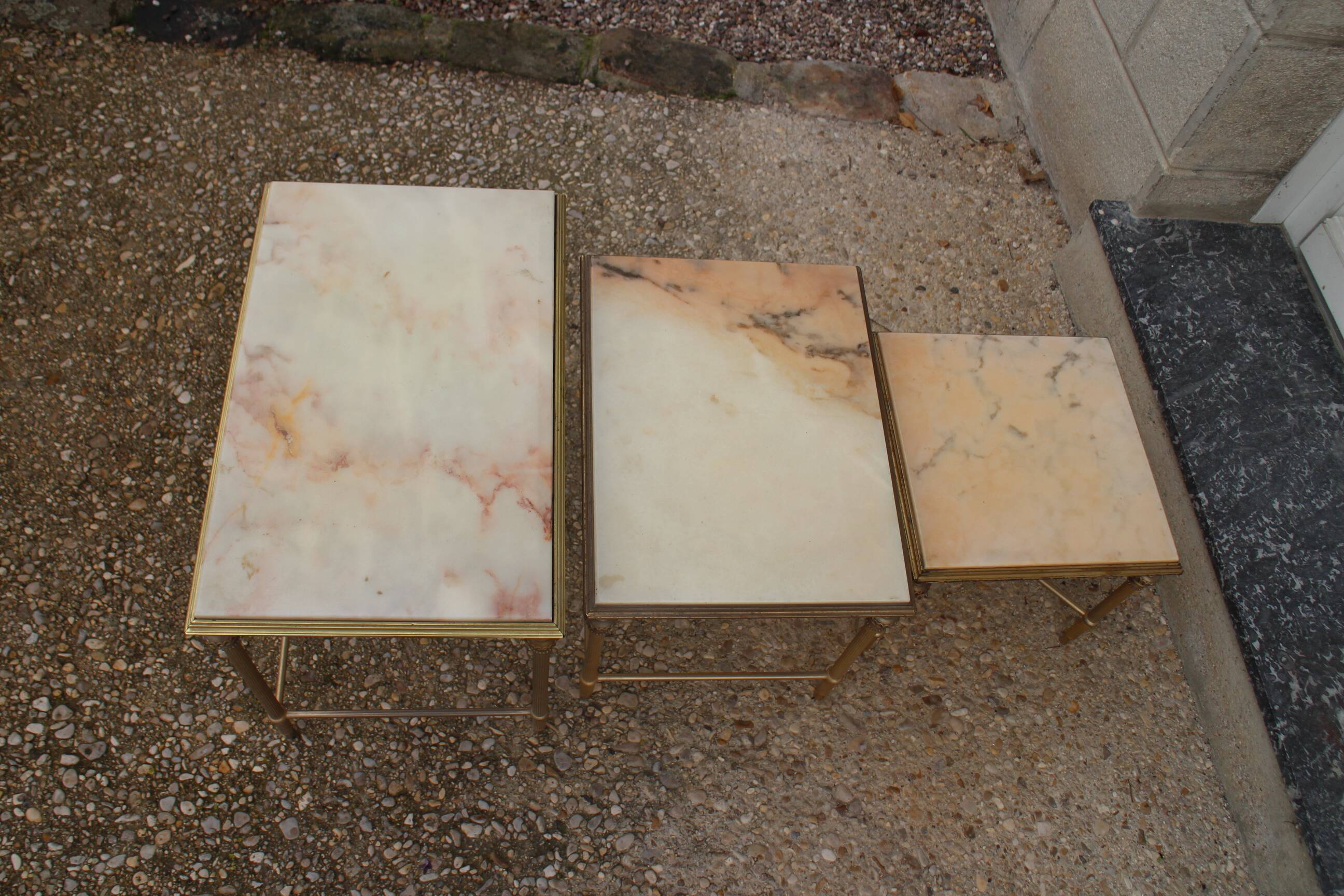 brass and onyx nesting table