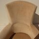 Old bergère upholstered in beige velvet – Firm back and seat