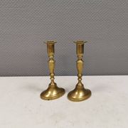 A set of vintage brass candlesticks, made by MALM Denmark in the 1960-70s.